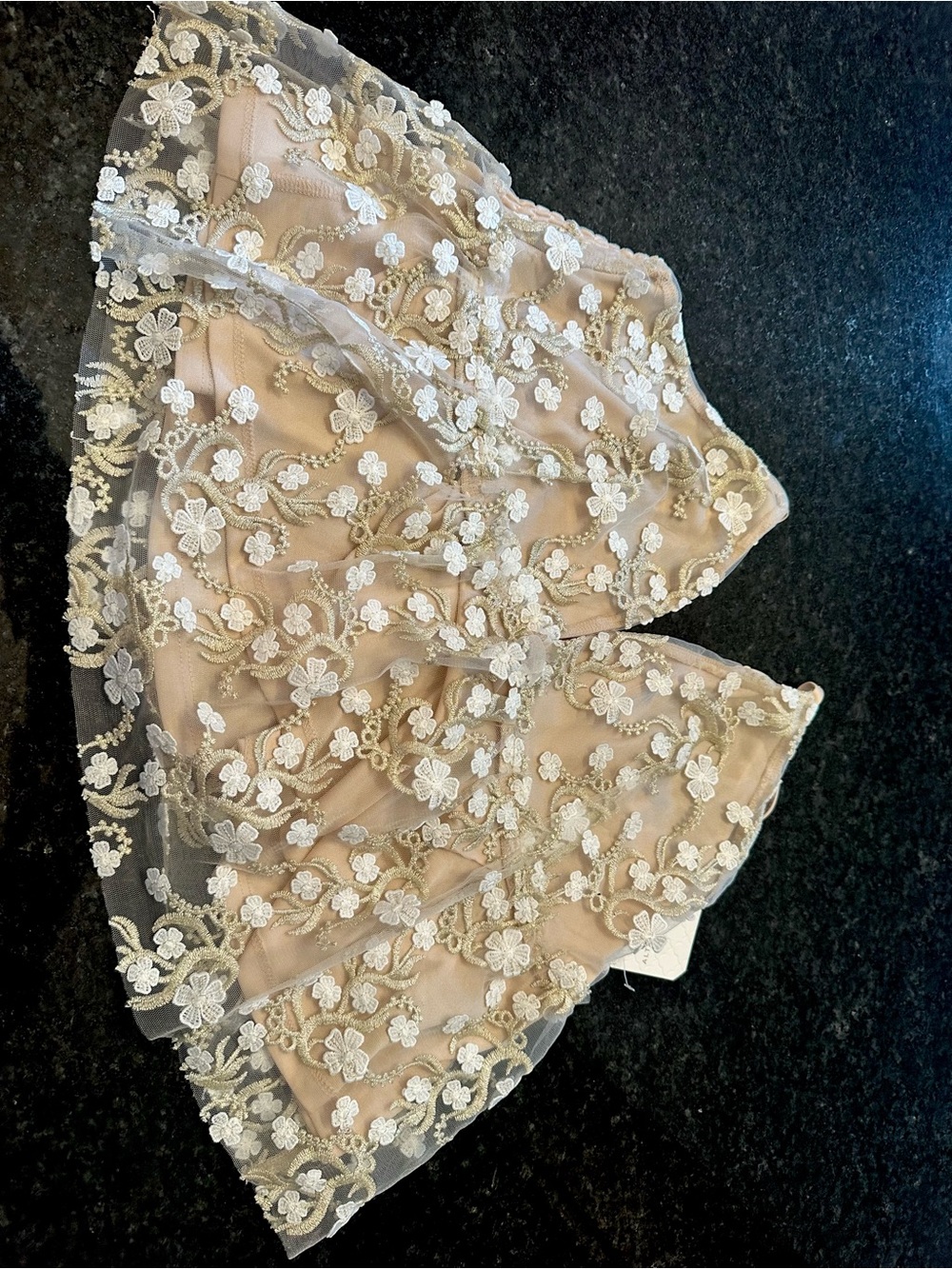 Altar'd State Sheer White & Gold Floral Lace Chemise - Picture 2 of 10